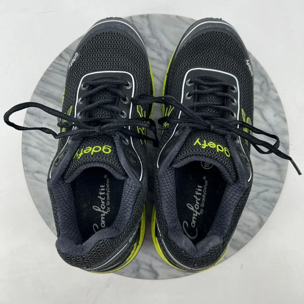 Gravity Defyer Shoes Womens 10.5 Black Lime Green Gdefy Athletic Workout Sneaker
